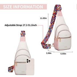 VATAN Small Sling Bag Women's Crossbody Fanny Packs Leather Crossbody Bags for Women (E-Pink with White)
