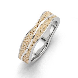 DUR R5108 Women's Ring Waves Beach Sand Rhodium-Plated 925 Silver, Silver, No Gemstone