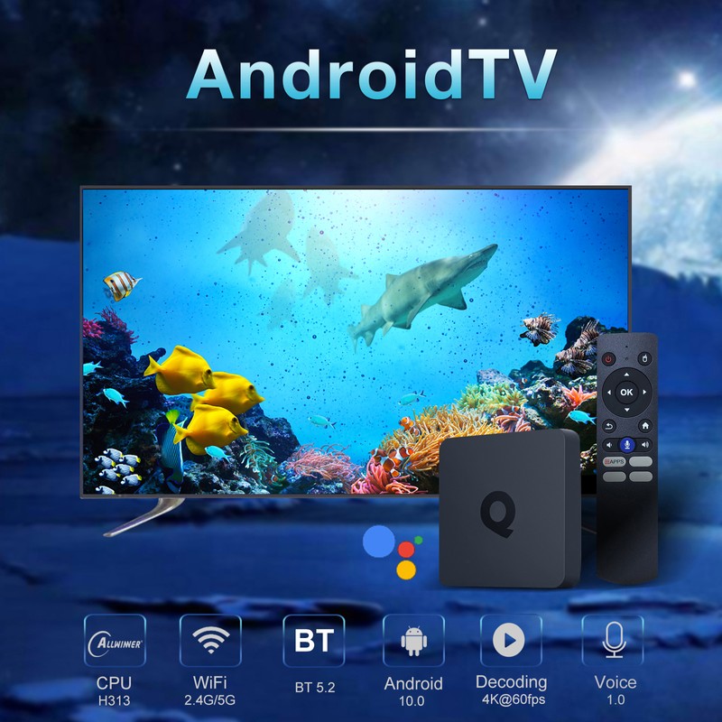 Q1 Android TV 10.0 Smart TV Box UHD 4K Media