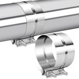 5.0 Inch Exhaust Clamp, Lap Joint Band Clamp for Pipes Catalytic Converters, Mufflers Clamp Stainless Steel 2PCS