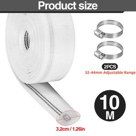 Yuragim Gewebeschlauch Ø 1 1/4 Zoll 32mm 10M Flachschlauch mit 2 Edelstahl Schlauchklemmen, Gewebeschlauchset aus Canvas und PE, für Garten, Landwirtschaft, Industrie zum Anschluss an Tauchpumpen