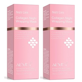 Collagen Night Wrapping Mask, 2 PCS Collagen Jelly Face Masks with Jelly Brush, Peel Off Face Mask for Facials Professional Korean Skin Care, Elasticity & Hydration Care Overnight for Women