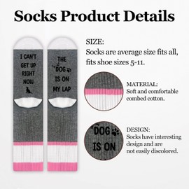 pseuaudo Funny Dog Socks For Women, I Can't Get Up The Dog Is On My Lap Themed Socks, Cute Gifts For Friend Teen Girl Dog Mom Dog Owner Dog Lovers, Dog Pattern Socks Gifts For Birthday Christmas -39