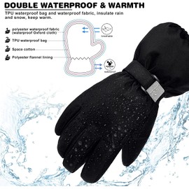 ThxToms Kids Winter Gloves, Waterproof Ski Snow Gloves for Boys and Girls, Winter Warm Gloves for Cold Weather Outdoor Play