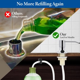 Tesrin Dish Soap Dispenser for Kitchen Sink Built in Soap Dispenser Pump with 47" Extension Tube Kit Chrome Plated