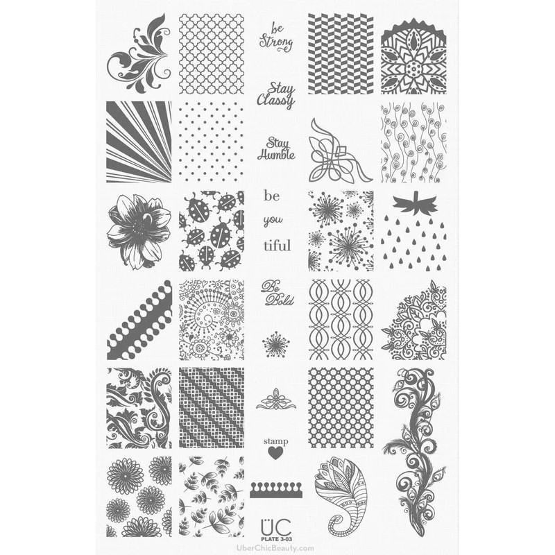 Uberchic Colección #3 Con 3 Placas Para Estampado De Uñas