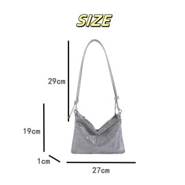 Ceeyoll Women's Glitter Bag Glitter Bag Women's Bag with Rhinestones Women's Glitter Bag Shoulder Bag with Rhinestones Suitable for Party Leisure and Date Gifts, silver