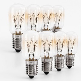 greate. 8x Kühlschranklampe 15W E14 warmweiß - Glühbirne für Nähmaschine, Dunstabzugshaube, Salzsteinlampe, Gefriertruhe - Kühlschrank Lampe mit T22 Kapsel, 90 Lumen & 2700K - Kühlschrank Birne