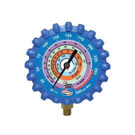 Uniweld G430ND 3-1/8" Blue/Low Pressure NPF® Gauge W/Boot, (PSI °F) (R410a/R22/R404a/R134a)