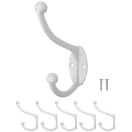 Fuxxer® Classic Wardrobe Hooks, Towel Hooks, Set of 5, White