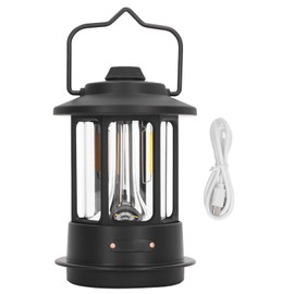 LED Camping Lantern 5‑170lm Waterproof Ergonomic Portable Camping Ambient Lantern with Metal Handle for Outdoor Black