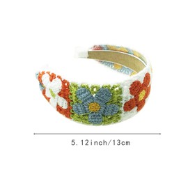 Thinslimer 2PCS Crochet Headband for Women,Floral and Cherry Pattern,Knitted Hippie Head Bands Scarf for Women 70s Hair Accessories
