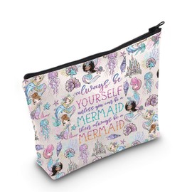 WZMPA Funny Mermaid Cosmetic Makeup Bag Mermaid Lover Gift Always Be Yourself Unless You Can Be A Mermaid Makeup Zipper Pouch Bag For Women Girls, Be A Mermaid F, Fit