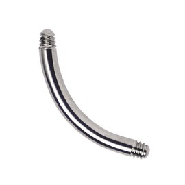Titanium Piercing Curved Bar Available in 1.6 x 6-22 mm without Balls, Titanium, Without Stone