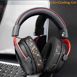 SOULWIT Kühlgel Ersatzpolster Ersatz Ohrpolster für HyperX Cloud 1/I/2/II/3/III/Pro/Core/Alpha/Alpha S/Flight/Stinger/Mix/CloudX/CloudX Chat,Polster mit weicherem hochdichtem Schaumstoff
