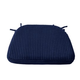 HIGOGOGO D-Shaped Chair Pads Cushions for Dinner Chairs, 17 x 16 Inch Supportive Cushion with Ties, Removable Overstuffed Chair Cushion, Set of 1, Navy