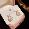 Unbranded 14k Gold Simple Design Cubic Zirconia Crossed Pearl Stud