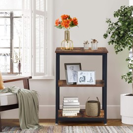 VECELO Tall End Side Table,30" Height Nightstand with 3-Tier Storage Shelf for Living Room Bedroom Office Hallway Study