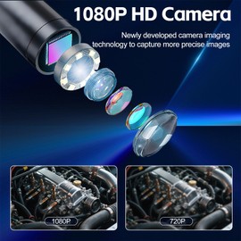 Industrial Borescope Camera with Lighting, 4.3" Borescope, 1080P HD Inspection Camera, 8 LED Lights, 16.4FT Semi-Rigid Cable, IP67 Waterproof Endoscope, Used for Pipes, Automobiles, Sewer