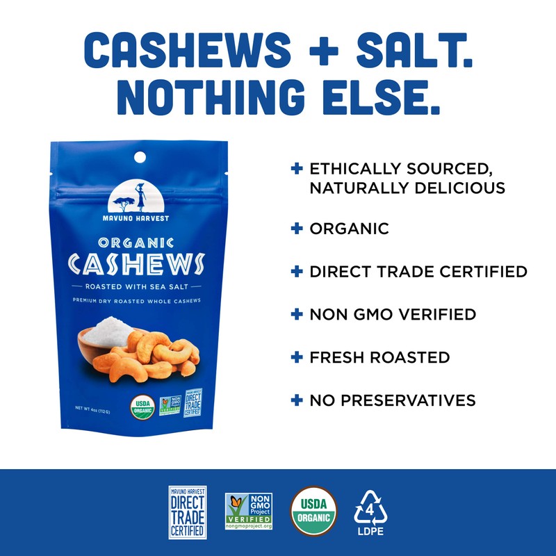Mavuno Harvest Organic Roasted Cashews with Sea Salt | Dry