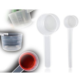 KAPSING Pack of 2 Transparent Measuring Spoons, Dosing Spoons with Scale, Can Measure 10ml, 20ml, 30ml, 40ml, 2g, 3g, 4g, 5g, 2 Different Measuring Spoons (5g and 40ml)