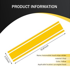 SLIMI 2 PCS Car Hood Stickers, Modified Racing Vinyl Stripe Decals, Hood Bumper Decorations, Universal Body Stickers for Most Cars (Yellow)