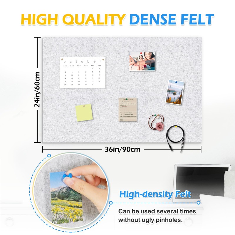 DOLLAR BOSS Felt Cork Board Tiles, 6 Packs 12" x
