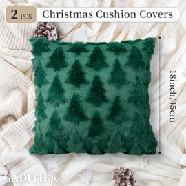 GADITIEK 45 x 45 cm Christmas Cushion Cover, Set of 2, Soft Plush White Snowflakes Pillowcase Cushion Cover, Christmas Decorations Winter Cushion Cover, Christmas Decoration Indoor (Green Christmas