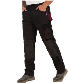 WORK IDEA Men's Rugged Work Pants Canvas Cargo Pants with Knee Pad Pockets,Black, 36Wx32L