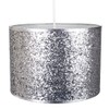 Modern and Designer Bright Silver Glitter Fabric Pendant/Lamp Shade 25cm