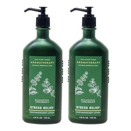 Generic Bath and Body Work Aromatherapy Stress Relief EUCALYPTUS + SPEARMINT 2 Pack Moisturizing Body Lotion Set - 6.5 fl oz / 192 mL each, Green