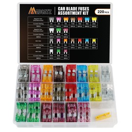 220 Pcs MADCATZ 100 Standard + 120 Mini Car Fuse, Blade Fuses Assortment Set (2A 3A 5A 7.5A 10A 15A 20A 25A 30A 40A) Automotive Blade Fuse for RV, Truck, Marine, Auto Accessories