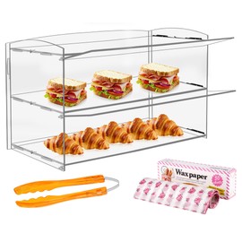YMJOINMX Acrylic Display Case 2 Layer Bakery Pastry Display Case Retail Display Counter Cases Acrylic Display Shelf Donut Cookie Display Cabinet Plastic Case