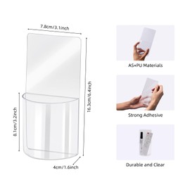 2 Pack Remote Control Holder, TV Remote Controller Holder Wall Mount, Clear Remote Control Caddy Organizer Storage Box Self Adhesive for Living Room Bedroom, Table and Nightstand, 6.4”x3.5”x1.5”