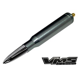 VMS Racing 50 Cal Caliber GUNMETAL CHROME TIP BULLET ANTENNA Heavy Gauge CNC Machined Billet Aluminum Short Compatible with Dodge Ram 1500 2500 3500 94-08 1994-2008