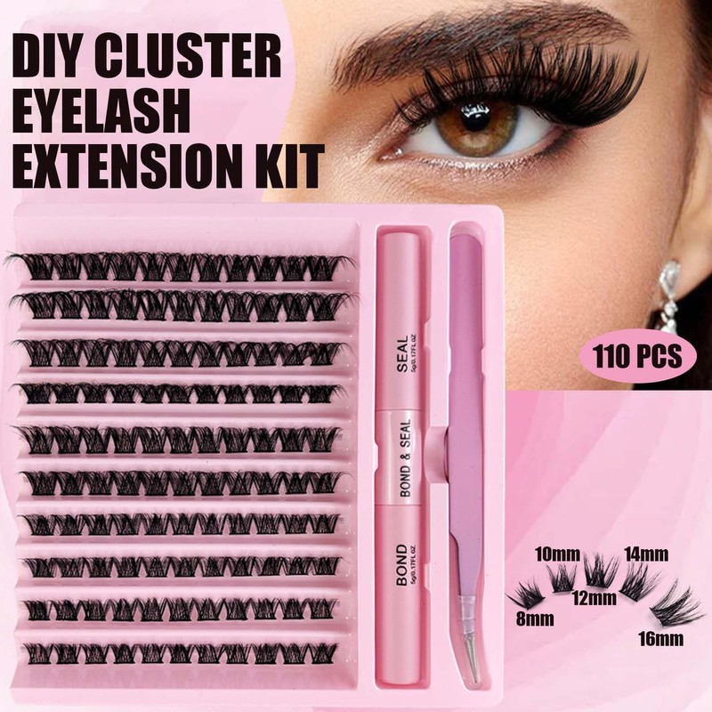 40D 8-16 mm Eyelash Extensions Set, 110 Pieces Natural D-Curl,