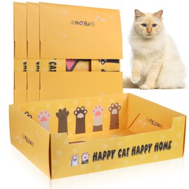 4 Pcs Disposable Litter Box for Cats, 14.96 x 11.8 x 4.7 Inch Travel Litter Boxes for Cat, Double Layer Foldable Paper Prefilled Portable Litter Tray for Cats, Small Kitty Pets Animals Travel Needs