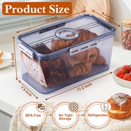 ANYPROLUS Bread Box for Homemade Bread Boxes for Kitchen Counter Airtight, Time Recording Bread Storage Container with Lid, Bread Containers Storage Airtight Loaf Bread Keeper, Large