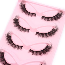 5 pairs Fluffy Wispy Cat Eye Lashes Wispy False Eyelashes Natural (W0806)