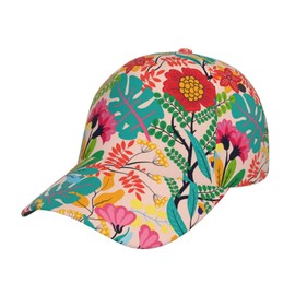 Tropical Flower Floral Baseball Hat Caps Sun Protection Hat Outdoor Trucker Hat Adjustable Size for Women Men