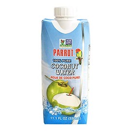 Parrot 100% Pure coconut water 11.10 fl oz 100% Juice Refreshing Coconut Taste Natural Essential Plant Based Non-GMO Electrolytes Antioxidant Low Calorie Hydrating(Pack of 12)