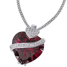 Sterling Silver Collier Polished With 1 Ruby Heart-Shaped Zirconia And Cubic Zirconia Neckwear By Goldmaid Of Length 45 cm