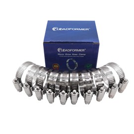 Roadformer 1.25" Worm Gear Hose Clamp - SAE 20 Size, Full Stainless Steel with 1/2" Band Working Range 21mm - 44mm Duct Clamp Pipe Clamp Worm Drive Hose Clamp Fuel Line Clamp (10 Pack, 21mm - 44mm)