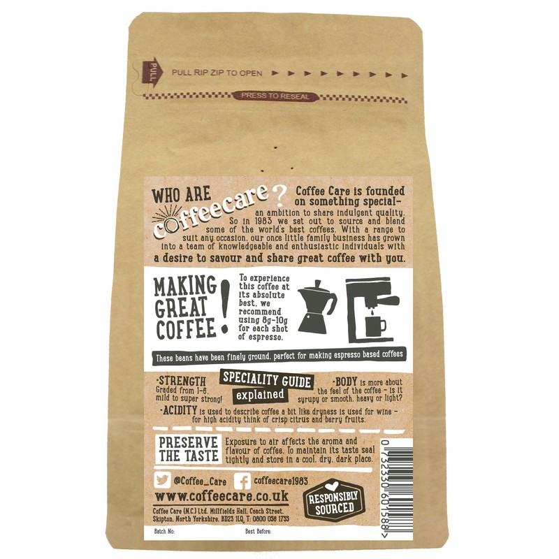 Coffee Care Espresso Decaffeinato Ground Espresso Beans 227G (1 Packet)