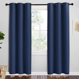 NICETOWN Blackout Draperies Curtains, Navy, 1 Pair, 42 x 78 inches, All Season Thermal Insulated Solid Grommet Top Blackout Curtains/Drapes for Kid's Room