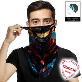 Obacle Bandana Face Mask with Ear Loops Neck Gaiter Face Mask Scarf Face Cover for Men Women (Skull Yellow Teeth)