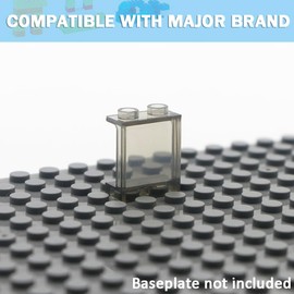 MALEKO Transparent Clear Window House Building Bricks, Classic Flat Plates Pieces and Parts Block Compatible with Major Brands (Grey 50pcs 1x2x2)