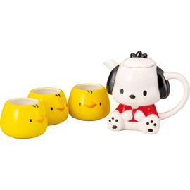 Sanrio SAN4557 Pochacco and Peachan's 3 Sisters, Teapot, Approx. 13.5 fl oz (400 ml), 1 & Tea Cup Approx. 5.3 fl oz (160 ml), 3 Pieces, Tableware Set, Tableware, Goods, Miscellaneous Goods, Birthday