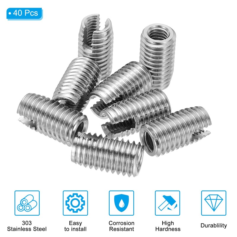 PATIKIL Selbstschneidende Gewindeeinsätze, 40 Stück M6 x M10 x 18mm
