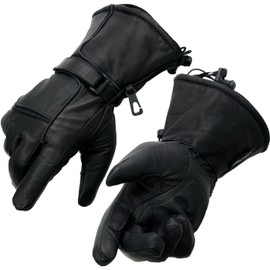 Shaf International Men's Waterproof Cow Aniline Skin Leather Gauntlet Gloves (Black, Large)